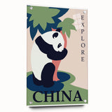 Retro China Travel Poster – Vintage Panda Art Print