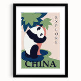 Retro China Travel Poster – Vintage Panda Art Print