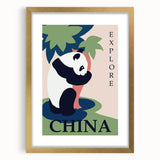 Retro China Travel Poster – Vintage Panda Art Print