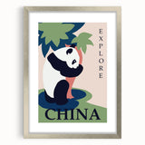 Retro China Travel Poster – Vintage Panda Art Print