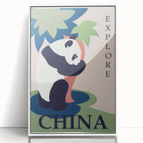 Retro China Travel Poster – Vintage Panda Art Print