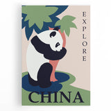 Retro China Travel Poster – Vintage Panda Art Print