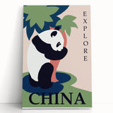 Retro China Travel Poster – Vintage Panda Art Print