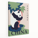 Retro China Travel Poster – Vintage Panda Art Print