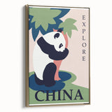 Retro China Travel Poster – Vintage Panda Art Print