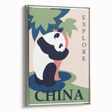 Retro China Travel Poster – Vintage Panda Art Print