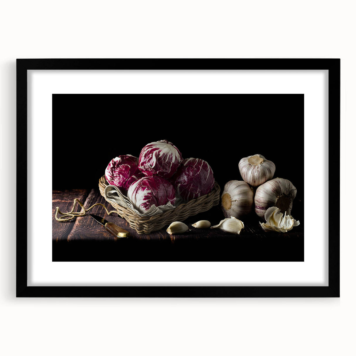 Rustic Radicchio & Garlic Art – Vintage Farmhouse Kitchen Print