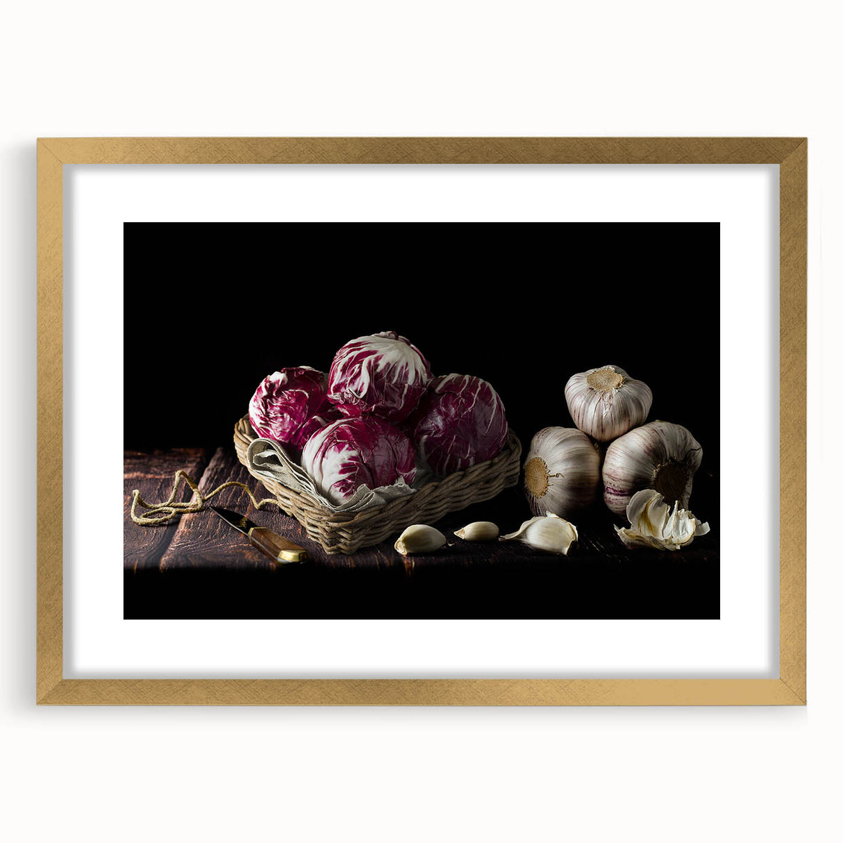 Rustic Radicchio & Garlic Art – Vintage Farmhouse Kitchen Print