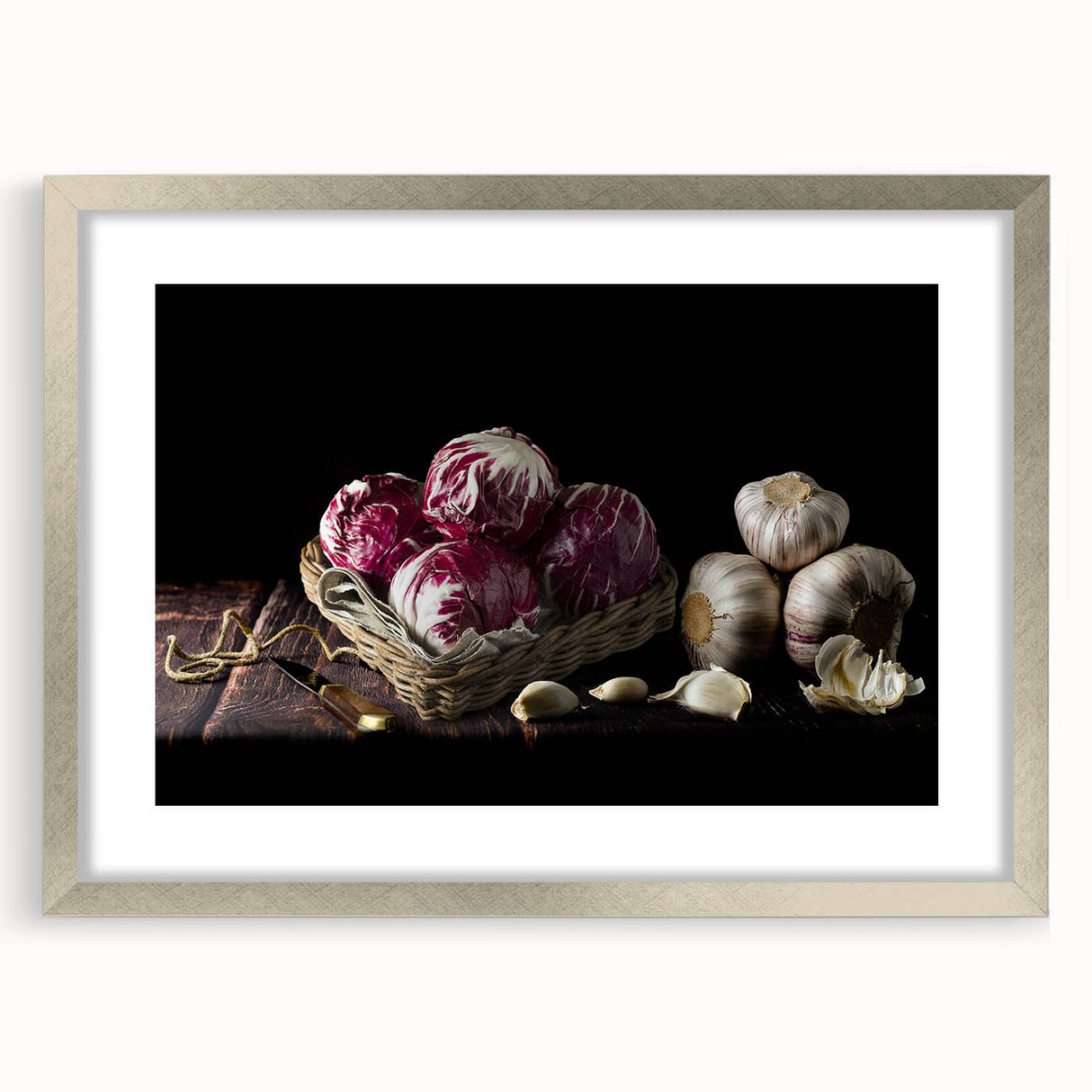 Rustic Radicchio & Garlic Art – Vintage Farmhouse Kitchen Print