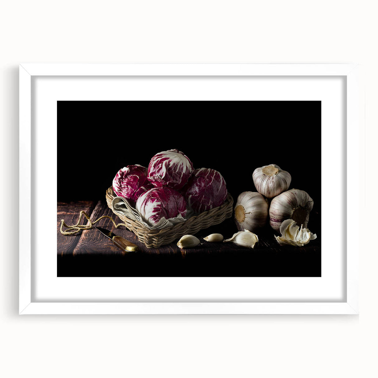 Rustic Radicchio & Garlic Art – Vintage Farmhouse Kitchen Print