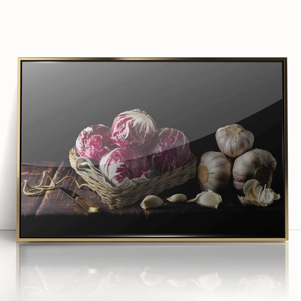 Rustic Radicchio & Garlic Art – Vintage Farmhouse Kitchen Print