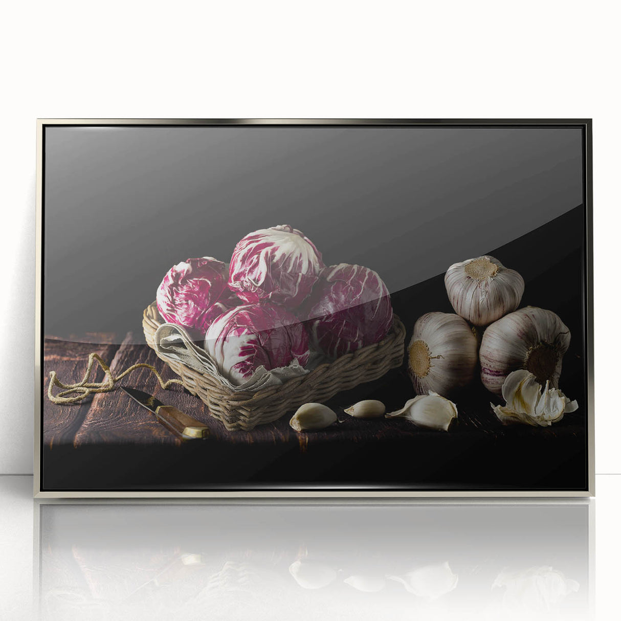 Rustic Radicchio & Garlic Art – Vintage Farmhouse Kitchen Print