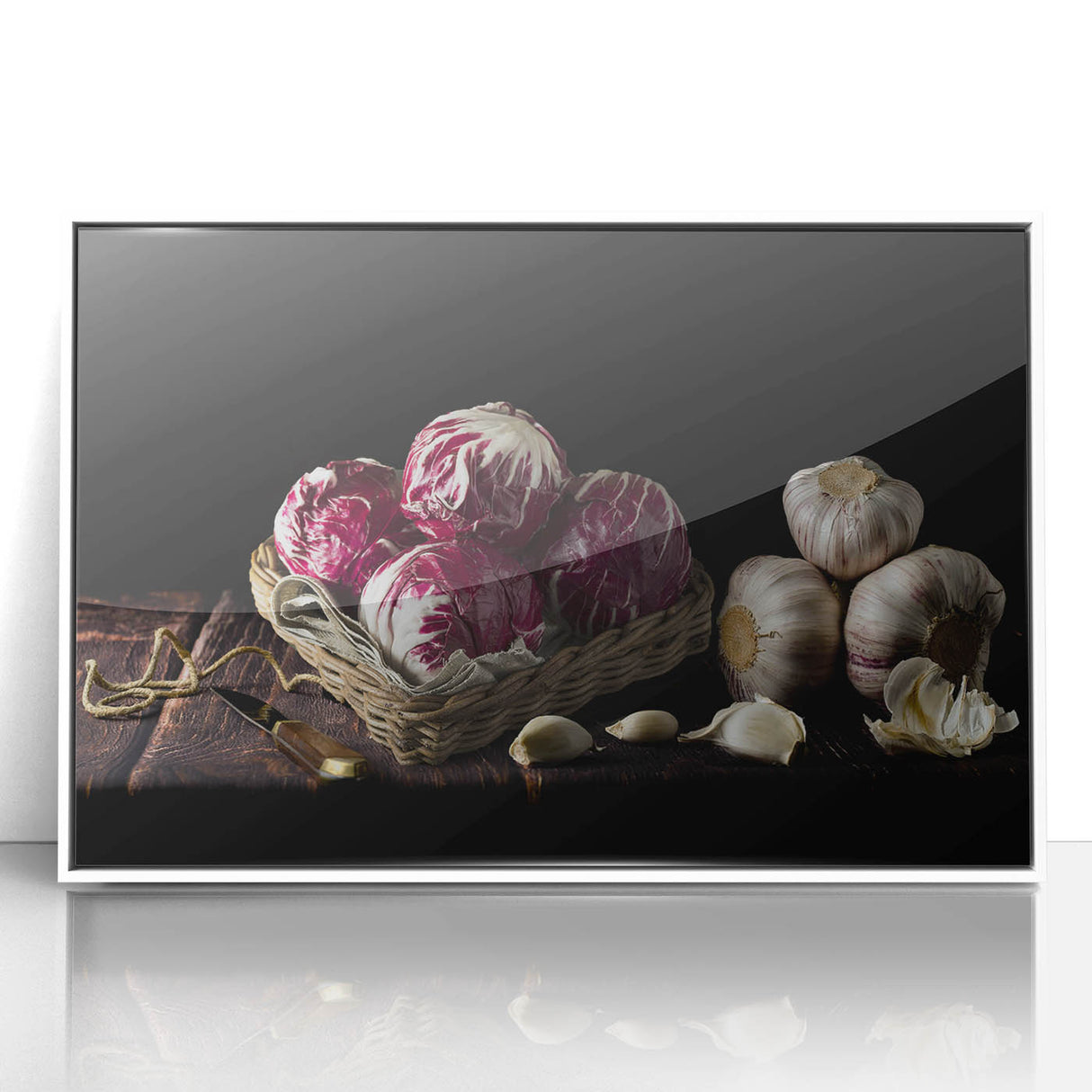 Rustic Radicchio & Garlic Art – Vintage Farmhouse Kitchen Print
