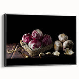 Rustic Radicchio & Garlic Art – Vintage Farmhouse Kitchen Print