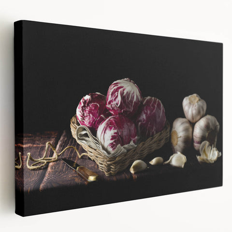 Rustic Radicchio & Garlic Art – Vintage Farmhouse Kitchen Print