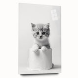 Bathroom Wall Art: Adorable Kitten on Toilet Roll – Modern Decor