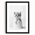 Bathroom Wall Art: Adorable Kitten on Toilet Roll – Modern Decor
