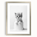 Bathroom Wall Art: Adorable Kitten on Toilet Roll – Modern Decor