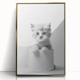 Bathroom Wall Art: Adorable Kitten on Toilet Roll – Modern Decor