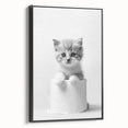 Bathroom Wall Art: Adorable Kitten on Toilet Roll – Modern Decor