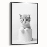 Bathroom Wall Art: Adorable Kitten on Toilet Roll – Modern Decor