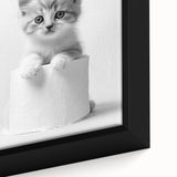 Bathroom Wall Art: Adorable Kitten on Toilet Roll – Modern Decor