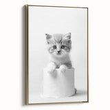 Bathroom Wall Art: Adorable Kitten on Toilet Roll – Modern Decor