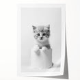 Bathroom Wall Art: Adorable Kitten on Toilet Roll – Modern Decor