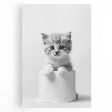 Bathroom Wall Art: Adorable Kitten on Toilet Roll – Modern Decor