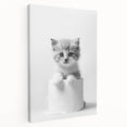 Bathroom Wall Art: Adorable Kitten on Toilet Roll – Modern Decor