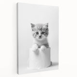 Bathroom Wall Art: Adorable Kitten on Toilet Roll – Modern Decor