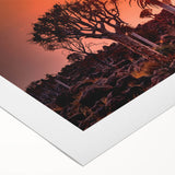 Art deco poster featuring a serene Namibian landscape on rolled canvas, with soft earth tones.