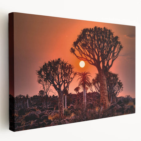 Large canvas print of an African savannah scene in muted earth tones, ideal for kitchen wall art.