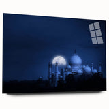 Large abstract wall art depicting an Asian landscape in muted earth tones on acrylic glass.