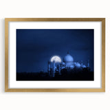 Extra large textured abstract art print depicting an abstract Indian landscape in gold and earth tones, framed with mat.