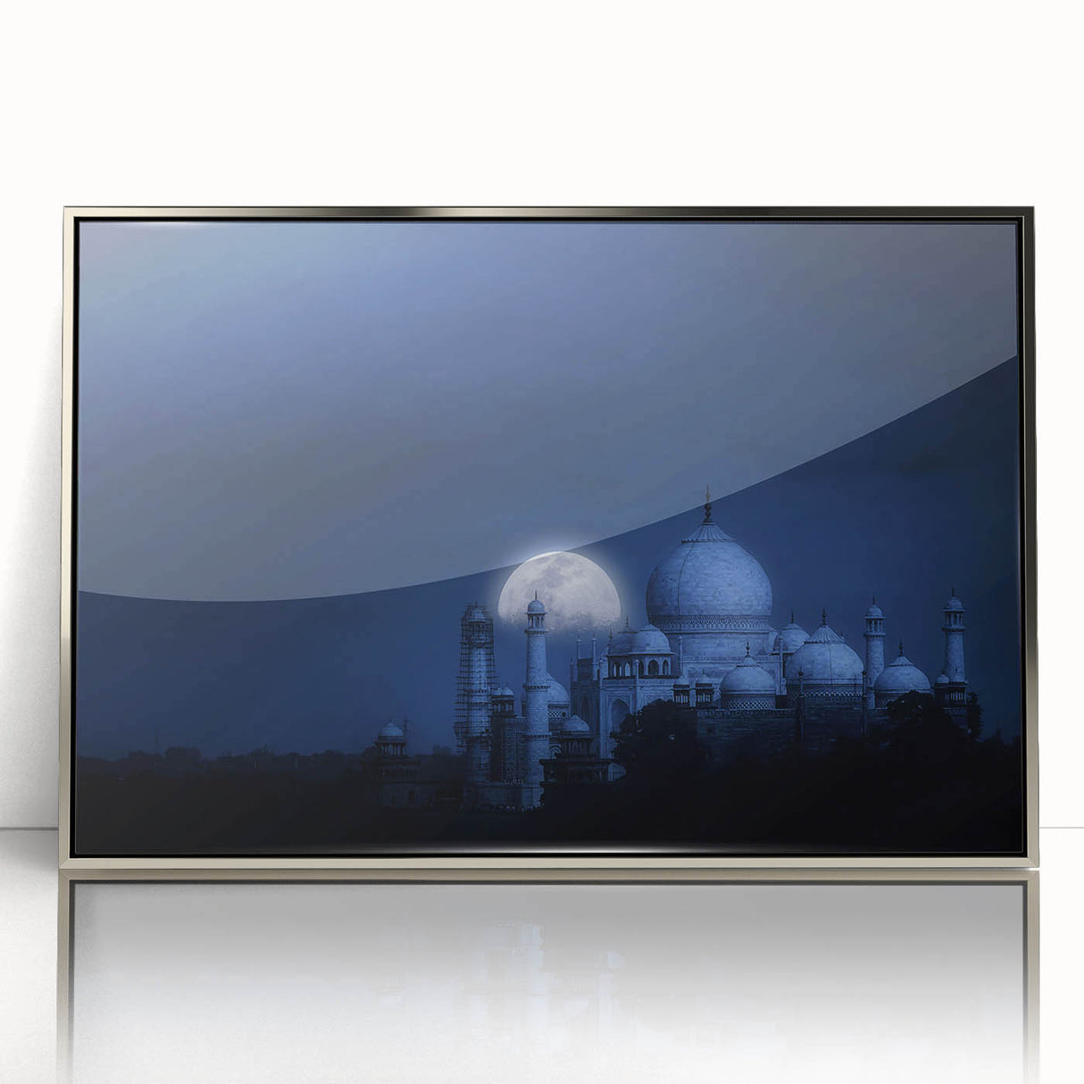 Mid-century modernist art of an Indian landscape in muted earth tones, framed acrylic, suitable for nursery wall art.