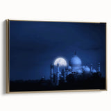 Framed canvas depicting a vintage-style Indian landscape in black and gold tones, ideal for bedroom wall art.