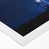 Art deco poster of a serene Indian landscape in muted earth tones on rolled canvas, suitable for dining room decor.