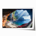 Rolled print of a European Cyprus landscape with vibrant green and blue tones, ideal for art wall dining room.