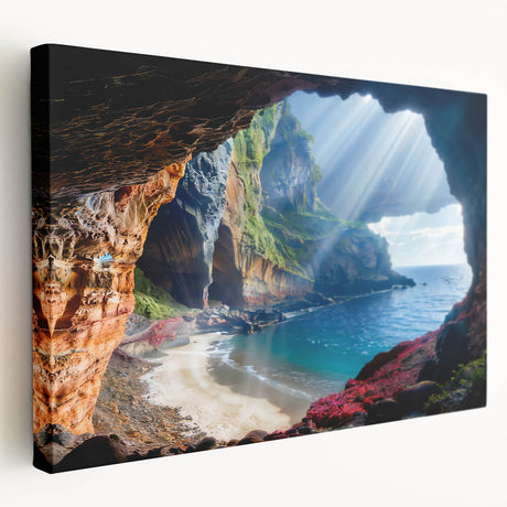 Large art depicting a scenic European Cyprus landscape on a stretched canvas, suitable for kitchen wall art.