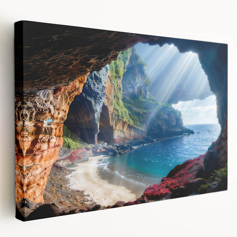 Large art depicting a scenic European Cyprus landscape on a stretched canvas, suitable for kitchen wall art.