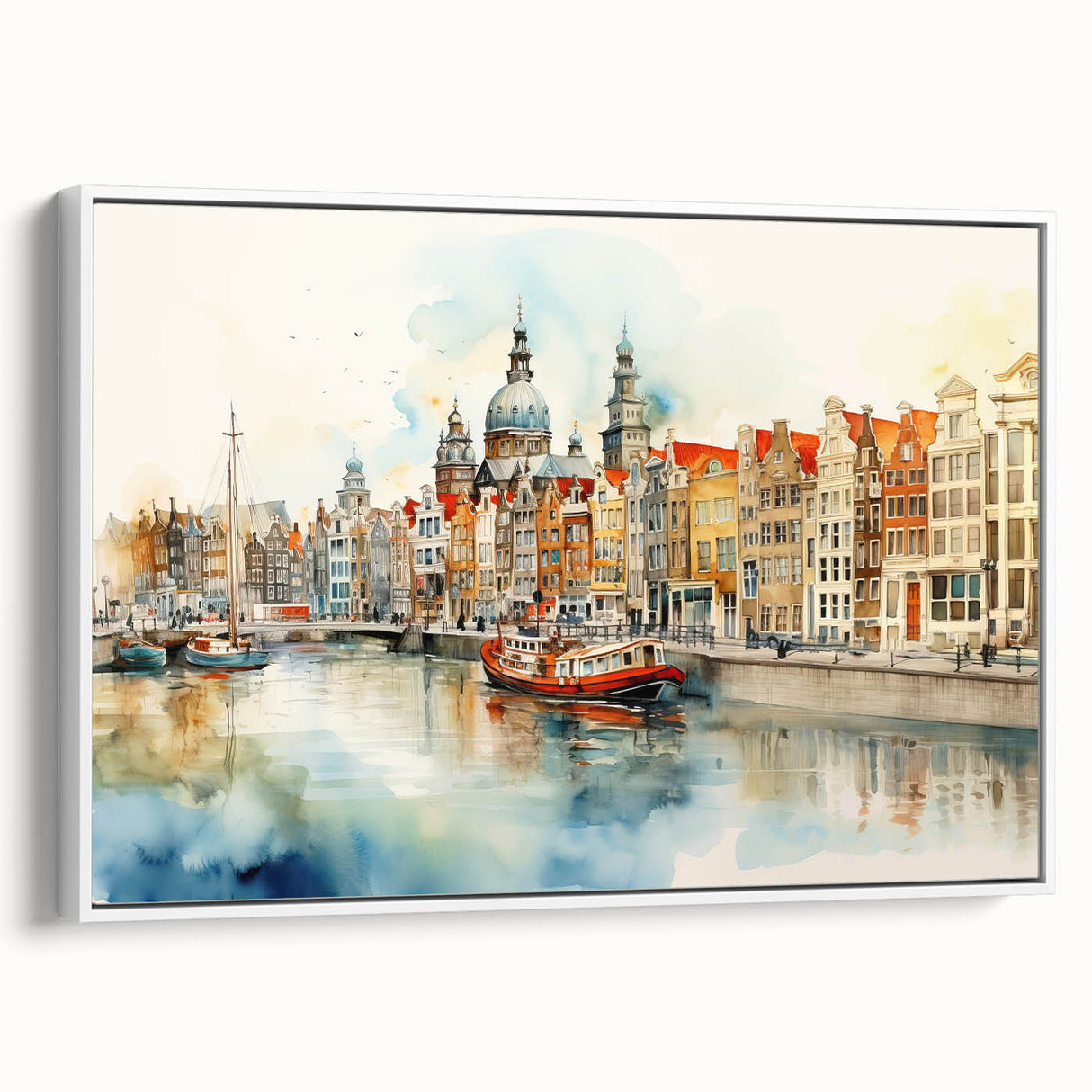 Vintage poster art of a European Denmark scenery on extra large framed canvas.