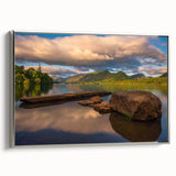 Landscape art painting of Cumbria's countryside on a framed canvas, featuring muted earth tones.