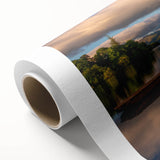 Art deco poster of Cumbria, England, featuring muted green and blue tones on rolled canvas, ideal for nursery wall art.