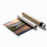 Extra large rolled print of Cumbria, England scenery with vibrant green fields and floral accents.