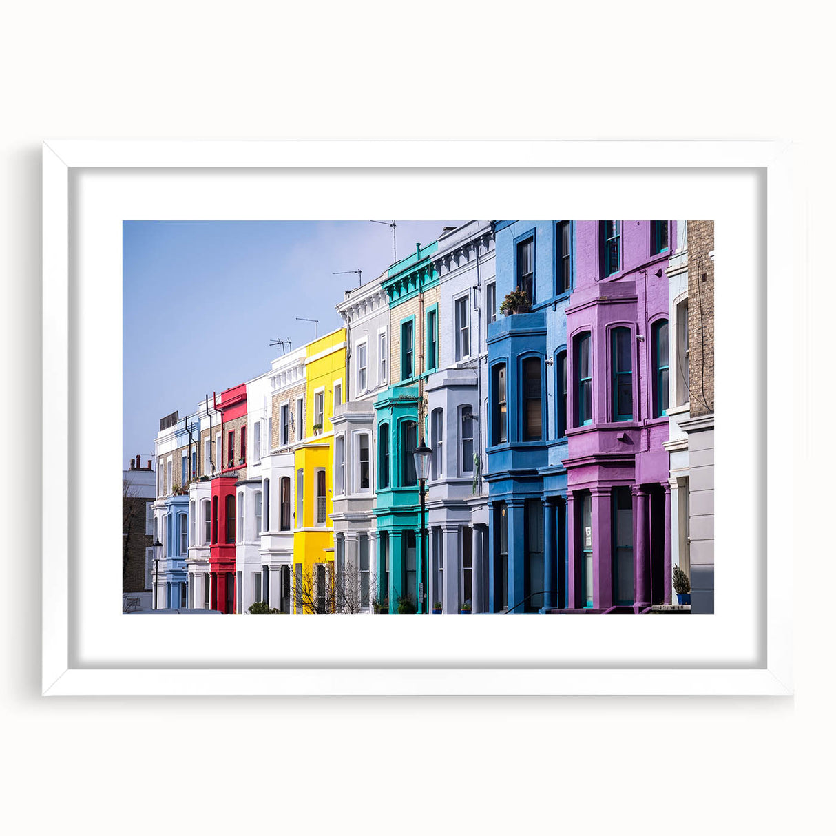 Textured art depicting an abstract London skyline in muted gray tones on a framed white canvas, suitable for bedroom art.