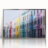 Large art print of London scenery in muted gray and blue tones on a framed acrylic, ideal for modern art wall decor.