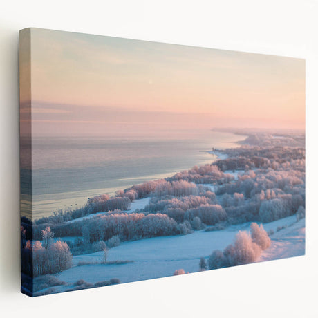 Landscape painting of a European countryside on stretched canvas, featuring muted earth tones, ideal for kitchen wall art.