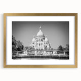 Abstract art print of Paris scenery in muted gray and gold tones on framed canvas, suitable for dining room decor.