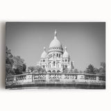 Black and white stretched canvas of Paris scenery, ideal for kitchen wall art or bedroom ambiance.
